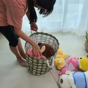 ( )린넨 장난감정리함 패브릭바스켓 패브릭 장난감 바스켓 고슴도치 인형정리함