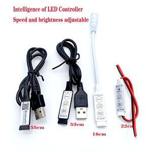 0.5m 1m RGB 컨트롤러 5V USB 커넥터 케이블 4핀 라인 조광기 5050 2835 LED 스트립 리본 TV 백라이트 빛 3