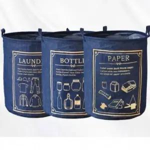 재활용 접이식 분리수거함 데님바구니 방수 대용량 바구니 수납 정리