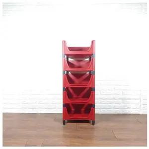 적층식 수납박스 5단)-레드-로라형 적층식수납박스 수납박스 공간박스 수납용박스