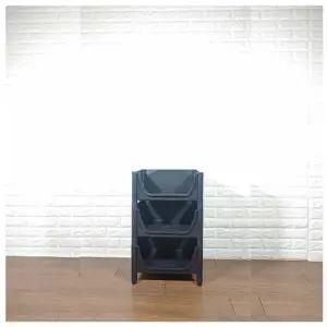 적층식 수납박스 3단)-블랙-고정형 적층식수납박스 수납박스 공간박스 수납용박스