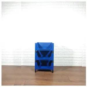 적층식 수납박스 3단)-블루-고정형 적층식수납박스 수납박스 공간박스 수납용박스
