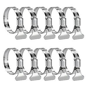 조정 가능 엄지 나사 키 스타일 디자인 8mm 밴드 폭 304 스테인레스 스틸 호스 클램프 10개 팩