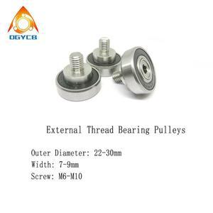 1pcs OD 28mm 외부 스레드 베어링 풀리 6001RS 나사 M8 JS600128-8C5L10M8 금속 가이드 휠 볼트 롤러