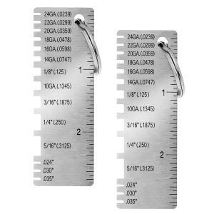 2팩 금속 두께 게이지 스테인리스 강판 일측 와이어 측정 도구 휴대용 용접 액세서리 도구 사각형