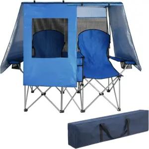캐노피 그늘이 있는 BETTHLS 더블 캠핑 의자 헤비 듀티 600D 야외 러브시트 우산이 2인용 비치 낚시 스포츠