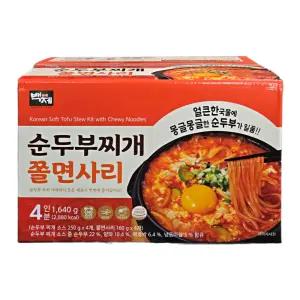 백제 순두부 찌개 쫄면 410g X 4