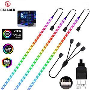 컴퓨터 케이스 5V ws2812 LED 스트립 3핀 마더보드 싱크 DIY 섀시 RGB 주변광 아우라 조명 오염 WS2812