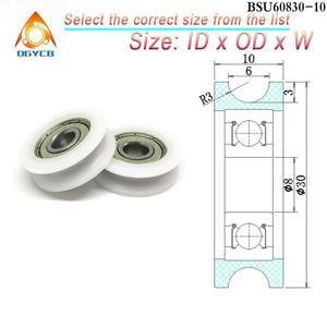 2pcs 8x30x10mm POM 풀리 U 그루브 트랙 롤러 BSU60830-10 플라스틱 가이드 휠 8x30x10 폴리포름알데히드