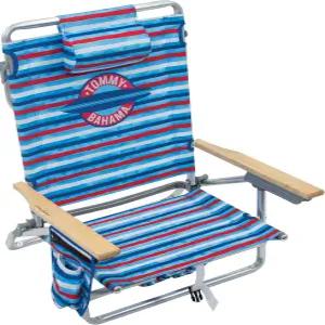 토미 바하마 5포 클래식 레이 플랫 접이식 백팩 비치 체어 알루미늄 레드 화이트 블루 스트라이프