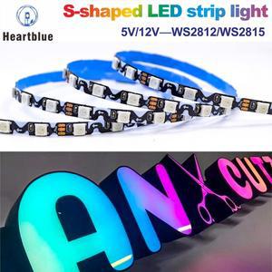 S자형 LED 조명 SMD5050 어드레서블 RGB WS2812B/WS2815 픽셀 캐릭터 스트립 라이트 박스 간판용 5V12V