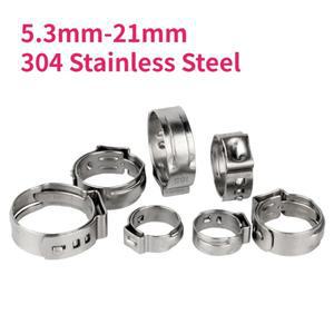 호환상품 5.3mm-21mm 304 스테인리스 스틸 싱글 이어 스텝리스 튜빙 파이프 클램프 (PEX 연결용)