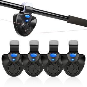 링크스타일 낚시 물림 경보기 4PCS 전자 물고기 표시기 야간 낚시를 위한 조명이 있는 경고 벨에 낚싯대 클립 부착