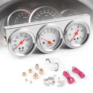 다이노 레이싱 2인치 52MM 트리플 게이지 키트 볼트 미터 수온 오일 프레스 압력 자동차 세트