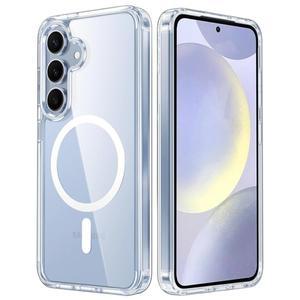 Magsafe samsung 호환 S25 S23 S24 Plus S22 Ultra S21 FE + 충격 방지 커버 용 투명 크리스탈 마그네틱 케