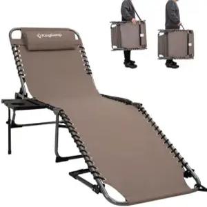 킹캠프 야외 해변용 접이식 체이스 라운지 의자 일광욕 파티오 수영장 잔디밭 데크 베개 및 사이드