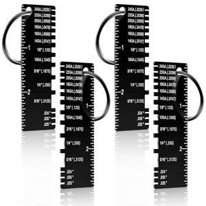 Xuhal 4피스 양면 와이어 금속 시트 두께 게이지 측정 도구 휴대용 도금 크기 검사 액세서리 블랙