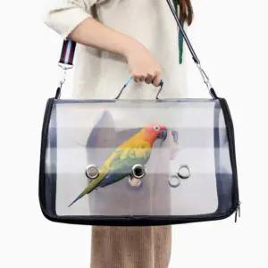[홈월드] 앵무새 투명 이동장 휴대용 이동가방 새장 외출 소형