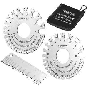 Spurtar 3pcs 와이어 게이지 측정 도구 양면 스테인리스 스틸 2pcs 원형 1pc 시트 금속 두께 용접 재료 측정용
