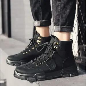 [베리슈]남성 4cm 발편한 쿠션 워커 하이탑 앵클 부츠 등산화