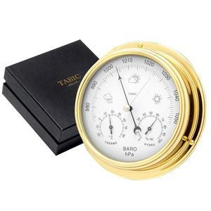 습도계 온도계 항해 시계가 내장된 타빅 수공예 황동 기압계 요트 해양 해안 장식 옻칠 2kg 온도 습도 판독값