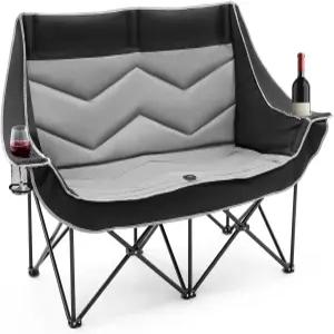 도보프 아웃도어 오버사이즈 접이식 더블 캠핑 의자 튼튼한 풀 패딩 휴대용 소파 러비스잇 컵 홀더 2개
