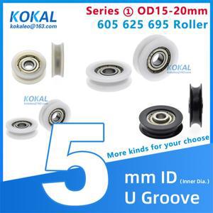 10개 695 볼베어링 코팅 폼 U 홈 하단 풀리 와이어 로프 리프팅 휠 5x19x7mm