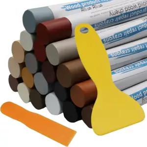 스크레이퍼 2개 컬러 우드 왁스 크레용 가구 수리 키트 바닥 캐비닛 테이블 도어용 스크래치 포함된 조피터