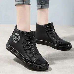 [베리슈]베리슈 여성 캔버스 디자인 레인부츠 여름 고무 발목 여자 반장화