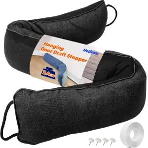 홀릭메 가중 도어 드래프트 스토퍼 36인치 차단기 하단 씰 소음 및 공기 유출 제어 용품 절약 블랙