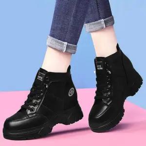 [베리슈]여성5cm발편한 매듭없는 신발끈 워커 키높이 앵클부츠