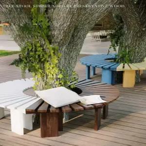 목재 벤치 원형 타원 옥외용 휴식 야외 정원 안뜰 원목의자 베란다