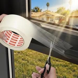 SWRT 2 x 30 YD 8 밀 헤비 듀티 투명 창문 날씨 씰링 테이프 여름철 잔여 단열재 없음 꽃가루 먼지 및 벌레