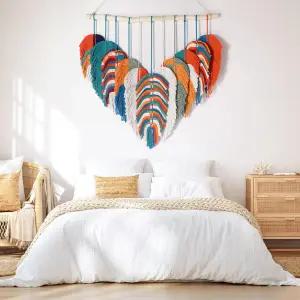 침실용 아메스트리나 보호 태피스트리 벽 장식 거실용 대형 아트 마크라메 걸이 오렌지