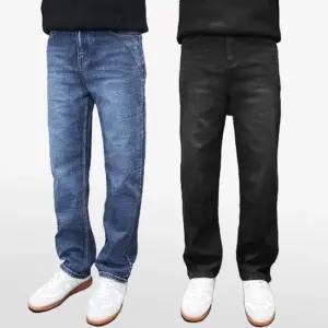 [아이에스이랩]사계절 히든밴딩 일자핏 워싱 데님 청바지 I5PC038