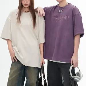 [아이에스이랩]남자 여자 Health 스웨이드 오버핏 반팔티 I2TS042