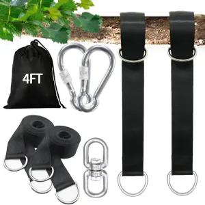 이글럭 트리 스윙 스트랩 걸이 키트 4FT/8FT/15FT/20FT/25FT 엑스트라 롱 잠금 카라비너 및 프로텍터 포함