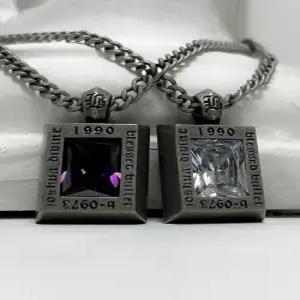 [블레스드 뷸렛]프레임 스톤 II 목걸이_다크실버_아이올라이트/다이아