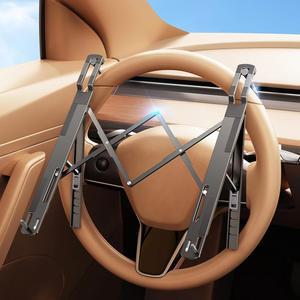 DICMKY 자동차 노트북 장착 스티어링 휠 트레이 홀더, 컴퓨터 태블릿용 높이 조절 가능한 카 데스크, 워크스테이션 액세서리 트럭 SUV Tesla용 접이식 휴대용 랩 스탠드