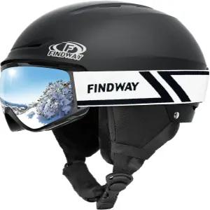 핀드웨이 스키 헬멧 세트 고글이 장착된 스노보드 충격 방지 안전 내구성 ABS 쉘 및 보호 EPS 폼 내부