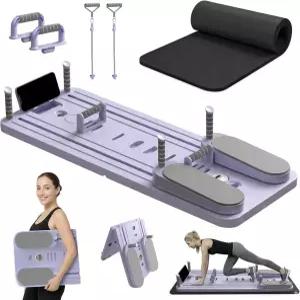 필라테스 보드 접이식 리포머 가정용 세트 다기능 휴대용 머신 장비 요가 매트와 타이머가 포함된 키트