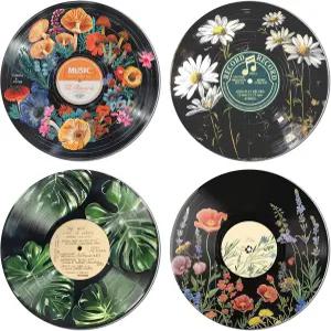 HK 스튜디오 히피 데코 객실 미학 포스터 - 식물벽 예술 레코드 4pcs 12