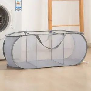 접이식 세탁 물 가방 빨래 수거 통 바구니 그레이 3칸