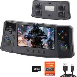 2025년형 새로운 R50 레트로 휴대용 게임 콘솔 50000개의 사전 로드 256GB 확장형 스토리지 4.5인치 IPS HD