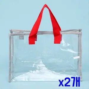 TBZ 투명 다용도 비치 토트백 (그레이 레드) x2개