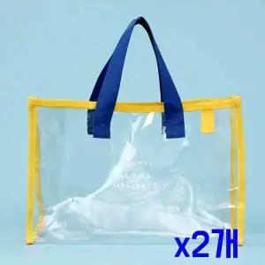 TBZ 투명 다용도 비치 토트백 (옐로우 블루) x2개