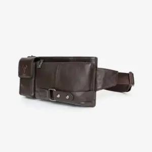 [옷자락]남성 휴대폰가방 가죽 슬림 지퍼 버클 힙쌕 크로스백