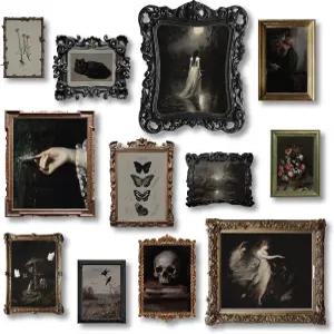 97 데코 다크 아카데미아 장식 - 빅토리아 고딕 양식의 벽 아트 프린트 무드의 미학적 그림 소름 끼치는