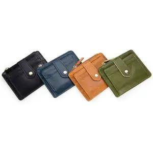 [옷자락]남성 버튼 자크 쁘띠 레더 카드 동전지갑 스냅 명함