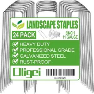 조경용 24팩 정원 말뚝 U자형 텐트 아연 도금 조경 스테이플 그라운드 잡초 차단 원단 확보 관개 튜브 홀딩